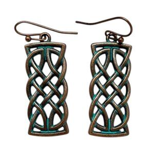 Celtic Knot Bronze and Teal Earrings